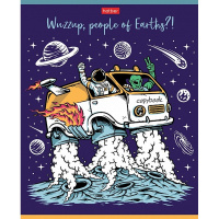 Тетрадь А5 48л клетка "Привет, земляне!" на скобе выборочный лак 5 дизайнов 073294