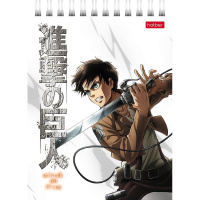 Блокнот А6 40л "Атака Титанов. Сезон 1-3" клетка, на спирали УФ-лак 6 дизайнов 083956