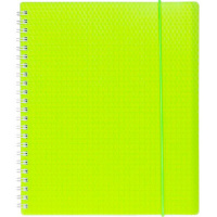 Тетрадь А5 80л клетка "DIAMOND NEON Желтая" на спирали, пластиковая обложка, на резинке 054425
