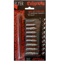 Набор для каллиграфии 10 предметов (9 перьев, держатель для пера) FLCG10W