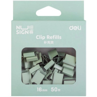 Зажим для бумаг 16мм 50шт. для клиппера зеленый, в картонной коробке "Nusign" NS086GREEN