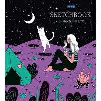 Скетчбук А5 16,5х20см 80л 100г/м2 "Дотянуться до небес" на закрытом гребне, твердая обложка 077657