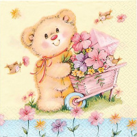 Салфетка 33х33мм 1шт Медвежонок  SLOG009301