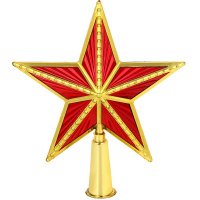 Верхушка на елку Звезда 17,5см красно-золотая пластик 344-150