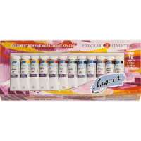 Краски акриловые 12 цветов 18мл Ладога 2241008