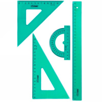 Набор 4 предмета большой (линейка 30см, 2 треугольника, транспортир) пластик НГ16