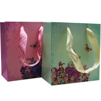 Пакет подарочный "Бабочки" 14х15х7см 4 цвета 11549-24