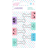 Зажим для бумаг 32мм 6шт. "100% Cute" цветной, ассорти, в картонном блистере 4131201