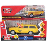 Машина "Такси ГАЗ-2402 Волга" желтая, инерционная, металл 12см (свет, звук, открывающиеся двери)