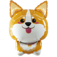 Шар воздушный 38см(15") на палочке "Мини. Корги" с клапаном, фольга 26650