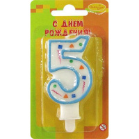 Свеча д/торта "Голубое конфетти" 5, 7см 107558