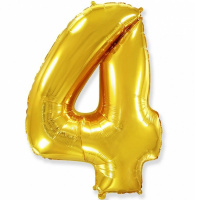 Шар воздушный 102см (40"), Цифра "4" фольга, золото 754634