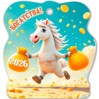 Магнит Лошадь с мешками. Богатства! 6,5х6,8см магнитный винил 9734