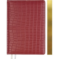 Ежедневник 2027 B6 "Wild" 336стр., бордовый, золотой срез, искусственная кожа с поролоном, 2 ляссе