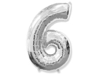 Шар воздушный 91см (36"), Цифра "6" (фольга, серебро) 6045005