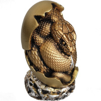 Сувенир "Змея в яйце" бронза 4х4х7см полистоун 716729/SGZ001