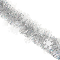 Мишура 11смх2м серебро со снежинками, пвх 377-604