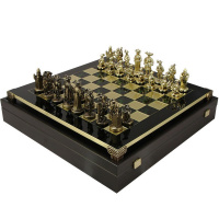Шахматный набор "Рыцари Средневековья" 44х44см дерево/металл (фигуры золото/бронза) MP-S-12-C-44-GRE