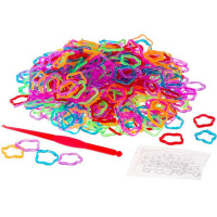 Резиночки для плетения "Цветочек" 200шт с крючком и зажимами неоновые прозрачные 6 цветов Y2764-15