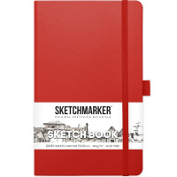 Скетчбук 13х21см 80л 140г/м2 красный, на резинке, твердая обложка "Sketchmarker" 2314203SM
