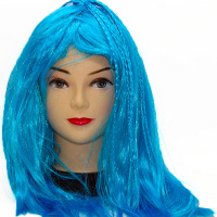 Парик прямые волосы с косичкой 50см. синий Y2332-15