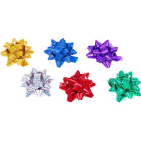 Бант-звезда 4см, голография 6 цветов Y7020-18