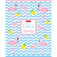 Тетрадь А5 18л клетка "Фламинго" на скобе тиснение 5 дизайнов 18Т5тВ1/063106