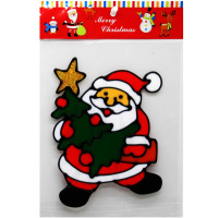 Наклейка витражная "Ель, Дед Мороз, Снеговик" 15х20см асосрти Y9889-24