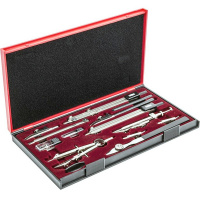 Готовальня 14 предметов (циркули, измеритель, рейсфедеры, удлинитель, отвертка, грифели и др.) 7452 Готовальня 14 предметов (циркули, измеритель, рейсфедеры, удлинитель, отвертка, грифели и др.) 7452