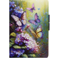 Бизнес-блокнот А6 80л "Бабочки и цветы" линия, 7БЦ, цветной срез, 2 резинки д/ручки, 4 вида