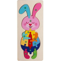 Пазл-сортер "Зайчик" 30х13см объемный, дерево, 12 видов 11401-24