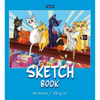 Скетчбук А5 16,5х20см 80л 100г/м2 "КотоБанда" на закрытом гребне, твердая обложка 087774