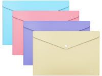 Папка-конверт на кнопке "Diagonal Pastel" А4 пластик 0,18мм непрозрачная, ассорти 50322