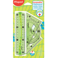 Набор 4 предмета малый (линейка 15см, угольники 12см, транспортир 10см) пластик 244069