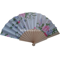 Веер 23см белый, ткань/дерево Y10618-24