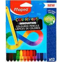 Карандаши 12 цветов "Color'Peps Infinity" трехгранные пластиковые, ударопрочный грифель, картон