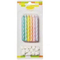 Свечи д/торта 12шт. 8см с подсвечникам Перламутр ассорти 6078430