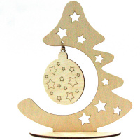Заготовка для декорирования "Ёлка с шариком" 20см фанера 3мм 880018