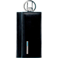 Ключница "Blue Squar" 12х6х2см черная, натуральная кожа, 2 кнопки PC1397B2/N