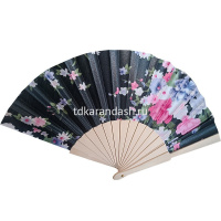 Веер 23см черный, ткань/дерево Y10618-24