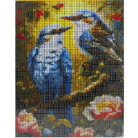 Алмазная мозаика 20х25см "Две птички на ветке" полная выкладка ZH4802