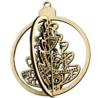 Подвеска "Ёлка в шаре 3D"  9см фанера 3мм 360014