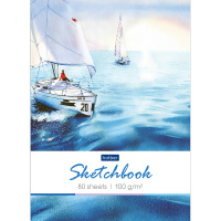 Скетчбук А5 14,5х21см 80л 100г/м2 "Морские дали" на закрытом гребне, твердая обложка 061156