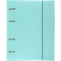Тетрадь на кольцах А5 120л клетка "Canvas. Бирюза" пластиковая обложка на резинке 081660