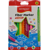 Фломастеры 12 цветов "Erasable" двусторонние (клиновидный, пулевидный) смываемые, картон KR973351