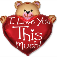 Шар воздушный 33см(13") на палочке "Мини. Медвежонок с большим сердцем" фольга 902715