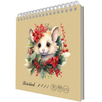 Скетчбук 19х19см 30л 180г/м2 "Draft and Craft. Cute mouse" евроспираль, крафт-обложка ТСК305454