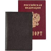 Обложка д/паспорта вертикальная 14х10см "Casual" черная, искусственная кожа 1030491