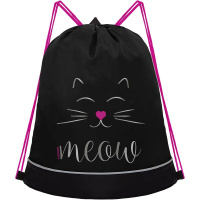 Сумка для сменной обуви 38х50х11см "Meow" черная/розовая 1 отделение 1 карман OM-30-5/1