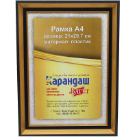 Рамка для фото 21х29,7см пластик, черная/золото 29мм